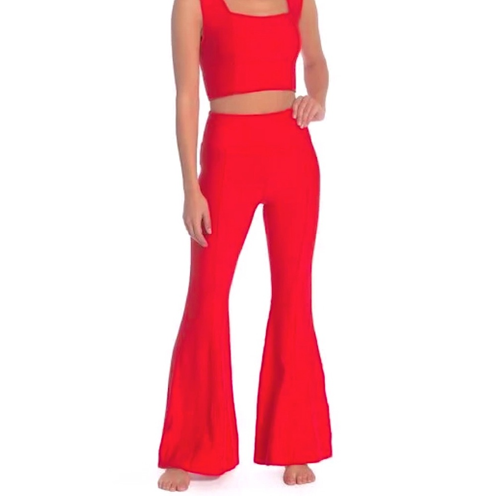 Free People Vibrant Red Flared Pants